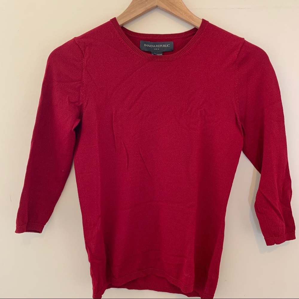 Banana Republic red/wine 3/4 sleeve sweater top